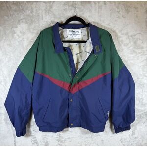 Tourney GORE-TEX Jacket Mens Large Green Navy Colorblock Waterproof Windbreaker